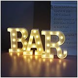 SUQ Buchstaben Lichter, LED Brief Beleuchtung, Alphabet Lampe, batteriebetrieben, beleuchtetes Schild Heiratsantrag Zeremonie Nachtlichter Dekoration vorschlagenr Zuhause Party Wand (BAR)