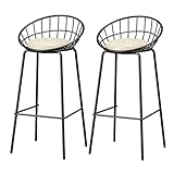 MOBYAT Moderner Familienhocker, Barhocker, 2er-Set, Kunstleder-Barstuhl, Thekenhöhenhocker mit Rückenlehne, Metall-Barstuhl für Kücheninsel, Restaurant, Kneipentheke, hoch (Gold, weiße sc