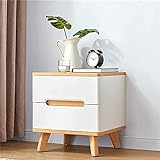 Moderner minimalistischer Nachttisch aus Holz für Schlafzimmer, kleiner Nachttisch mit 2 Schubladen, Nachttisch, schmaler Kommode, Beistelltisch (Größe: 45 x 39 x 48 cm, Farbe: Nachttisch, Holzfarbe).