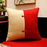 WABMJGW Kissenbezüge, Baumwolle, Leinen, Stickerei, Wurfkissenbezug, 2er-Set, weiche, atmungsaktive Nähte, Kissenbezüge, klassischer chinesischer Stil, Kissenbezug für Sofa, rot, B-40 x 60 cm