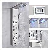 Thermostatisches Duschset mit intelligenter Armatur Schwarzes LED-Duschpaneel, Wasserfall-Regendusche, Wasserhahn-Set, SPA-Massagestrahl, Duschsäule, Temperaturanzeige, Mischbatterie, Turm ( Color : 8
