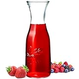 KADAX Glaskaraffe, 1L Wasserkaraffe, Spülmaschinenfeste Karaffe aus Glas, transparenter Glaskrug für Wasser, Tee, Säfte, Punch, Limonade oder Eiskaffee (Transparent, 1L)