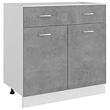 BULANED Schubunterschrank, Küchenunterschrank, Küchenschränke, Küchenmöbel, Unterschrank, Kitchen Furniture, Betongrau 80x46x81,5 cm Spanplatte