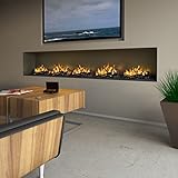 muenkel design Wall fire Electronic - Opti-Myst Elektrokamin Kamin-Ofen Einsatz Wandeinbau inkl. Dekoholz - mit Heizung 2000 W - Breite 600 mm