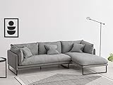 Vente-unique Ecksofa - Ecke rechts - Stoff - Hellgrau - LESPI