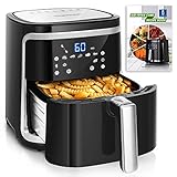 Aigostar Cube Heißluftfritteuse 7L XXL Friteuse Heissluft 1900 W Heissluftfriteuse, 7 Programmen, Warmhalten, 20 Rezepte, ohne Öl, für 6-10 Personen, Air Fryer mit Digitalem LED-Touchscreen, Schwarz