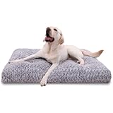 Jaspuriea Waschbares Hundebett, Ultra Comfy Dog Bed Anti Angst Hundebetten Deluxe Plüsch Hundematte mit Anti-Rutsch-Boden, Grau, 90 x 60 x 7cm