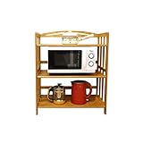 Küche Badezimmer Regal Mikrowelle Backofen Regal Sideboard Teeschrank Küchenschrank Weinschrank Regal 3-lagig Bambus Massivholz 60cm