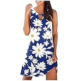Damen Kleider, Attraktive Print Abschlusskleider Passform Kleid Festlich Damen Strandkleider Damen Sommer Damen Kleider Elegant Festlich Kawaii Clothes Dresses for Women Abendkleid Dark Blue L