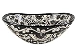 Cerames Serena Prima - Mexikanisches Talavera-Becken mit bootsförmigem Relief | 46 x 38 x 15 cm Aufsatzwaschtisch aus Mexiko für rustikales Bad, Küche