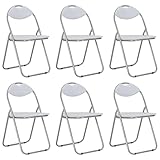 YUMENG Klappbare Esszimmerstühle 6 STK Küchenstühle, Esstisch Stuhl, Schminksessel, Wohnzimmerstuhl, Stühle Set, Weiß Kunstleder