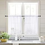 MIULEE 2 Panels Transparente Dekorative Voile Fenster Vorhänge für Haus Zimmer Küche 60 * 90 cm Weiß