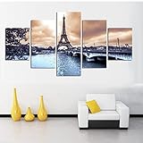 CcacHe 5 Stück Nordic Paris Stadtbild Eiffelturm Landschaft Poster Home Moderne Dekoration für Wohnzimmer Schlafzimmer Leinwand Malerei-30x40-30x60x2-30x80cm-Kein Rahmen