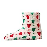 Gsheocm Plateau Sandalen Damen Weihnachtsgemütliche Hausschuhe Schlafzimmer Damen Stiefel Plüschstiefel Strandschuhe