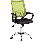 TecTake Bürostuhl Drehstuhl Schreibtischstuhl mit Lordosenstütze und Armlehnen - Diverse Farben - (Schwarz Grün | Nr. 401790)