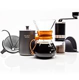 project proud All-In-One Kaffeebereiter Set | 5-teiliges Set für aromatischen Pour Over Kaffee | Inkl. Glas Kaffeekanne (400ml), Dauerfilter aus Edelstahl, manuelle Kaffeemühle & Schwanenhalskanne
