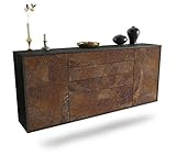 Dekati Sideboard Alexandria hängend (180x77x35cm) Korpus anthrazit matt - Front rostigen Industrie-Design - Push to Open - Leichtlaufschienen