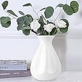 Blumenvase Unzerbrechlich Vasen für Pampasgras, Moderne Deko Plastikvasen Minimalistischen Stil Wohnkulturvase für Hochzeit Dekoration, Wohnzimmer, Küche,Tischdeko, Café, Büro (D Weiß)