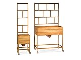 robinia-pro Balkon-HOCHBEET mit RANKGITTER-hoch, auf Rollen - H 86 cm, L 114 cm, B 42 cm, Gh. 185 cm, aus Robinienholz (Balkonhochbeet, Robinie, Holz)