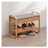DAZulI Schuhschrank Bambus Schuhregal Bank mit abnehmbarem und waschbarem Sitzkissen, Schuhorganizer mit kleinen Schubladen, für Zimmer Schlafzimmer