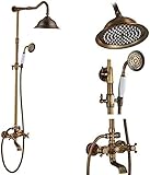 Duschsysteme, Antikes Messing, Doppelgriff, Wandmontage, Badezimmer-Duscharmatur-Set Mit Duschablage, Badezimmer-Duschmischer-J01,G01