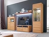 Wohnwand Senta 21 Kernbuche teilmassiv 4-teilig Medienwand TV-Wand Wohnzimmer Wohnmöbel TV-Möbel, Beleuchtung:ohne Beleuchtung