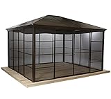 Sojag Aluminium Pavillon Castel 1214 inkl. Sonnenschutz | Bronze | 427x362x296 cm