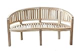 Spetebo Teak Banana Bank - ca. 150 x 85 x 57 cm - Holz Outdoor Lounge Garten Bank massiv Bananen Form Bananenbank aus Teakholz