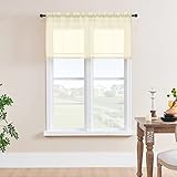 MISS SELECTEX Pom Pom Kurzer Fenstervolant - Set mit 2 Paneelen, halbdurchsichtige Vorhänge für Wohnzimmer, Schlafzimmer, Home Dekorative Jalousien, Lichtfiltervorhänge (52 B x 36 H, Natur)