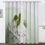 Vorhänge GrüNes EIS Vorhang Blickdicht VerdunklungsvorhäNge mit öSen, Gardinen Wohnzimmer Schlafzimmer Modern Bedruckt Curtains H 245 X B 140cm 2er Set