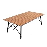 Verstellbare Beine Outdoor-Tisch Folding Portable Aluminium Camping Tisch mit Tragetasche Große Camp-Tabelle (Color : Wood Color)