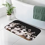 Husky Puppies Hunde-Badematte, Kieselgur, 50 x 80 cm, super saugfähig, schnell trocknend, rutschfest, Duschmatte, Badezimmer-Bodenmatte für Dusche, Badezimmer, Badewanne