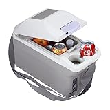 OKA gute Qualität Auto Kühlbox 9 Liter mit Warmhaltefunktion, Elektrische Kühlbox 12 Volt für Camping, Festivals, Reisen, anschnallbar im PKW, Hellgrau