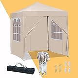 Mingone Faltbarer Pavillon 2x2 Wasserdicht Stabil Winterfest Pavillon Pop up Pavillon Garten Zeltpavillon für Party Grill UV Schutz 50+，2x2m，Beige