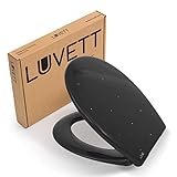 LUVETT® WC-Sitz S100 mit Glitzer-Steinen, oval, mit Absenkautomatik SoftClose®, abnehmbar, antibakteriell, Farbe:Schwarz