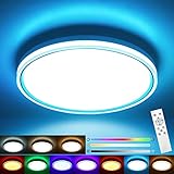 Sentasi Deckenlampe LED Deckenleuchte Flach,24W RGB Farbwechsel Led Lampe Dimmbar mit Fernbedienung 3000K-6500K 2000LM Led Lampen Deckenlampen Rund für Wohnzimmer Schlafzimmer Badezimmer 30cm