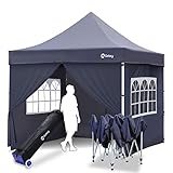 Sekey Pavillon 3x3 m Wasserdicht Stabil, Faltpavillon mit 4 Seitenteile, UV Schutz inkl. Tasche, Grau