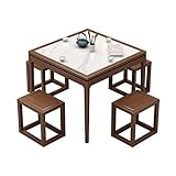 5-Teiliges Chinesisches Tisch- Und Stuhlset, Küchen-Esstisch- Und Stuhlset, Bestehend Aus 1 Tisch Und 4 Stühlen, Für Esszimmer, Lounge, Café Und Restaurant