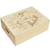 CHICCIE Holzbox zur Hochzeit Personalisiert Anker Rosen 40x30x14cm Natur Truhe