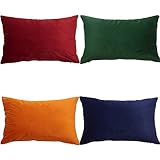 GONOVE Kissenbezüge 30x50cm Weicher Samt Bunte Plain Kissenbezug 4er Set Dekorative Kissenhülle Zierkissenbezüge Kissen für Sofa Couch Zuhause Wohnzimmer, Rot Orange Serie