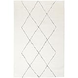 Generisch Hochwertiger Berber-Teppich: Ivory Creme weiß mit dunklen Raute-Motiven, ohne Fransen und mit marokkanischem Flair - Zertifiziert (250 x 300 cm)
