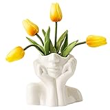 DHYXZCA Kopf Gesicht Keramik Vase Weiß, Frauenkörper Body Blumenvase Modern Nordische Boho Vasen Schicke Aesthetic Dekorative FüR Wohnzimmer Schlafzimmer BüRo Deko FüR Home Room Décor (groß)