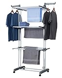 Talk-Point Mobiler Turm- Wäscheständer, Wäschetrockner, Wäscheturm | 18 Meter Wäscheleine, klappbar, mobil | mit Seitenflügel | für Innen & Außen (grau)
