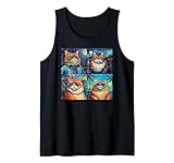 Van Gogh Style Art Katze Portrait Gemälde Tank Top