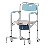 VACSAX 3-In-1-Toiletten-Duschrollstuhl/Aluminiumlegierung, Shower Stool with Backrest and Armrest, Klappbar, U-förmiger Sitzfläche, Maximale Belastung 150 Kg,Dusche Hocker