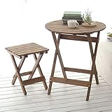 Klapptisch Gartentische Esstisch Klein Niedrig Rund Und Stühle Set Für Outdoor Camping Tragbarer Holzklapp-Esstisch