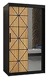 Kryspol Schiebetürenschrank Osaka 2 100 cm Kleiderschrank mit Spiegel Einlegeboden Schlafzimmer- Wohnzimmerschrank Schiebetüren Modern Design (Schubladen: 0)