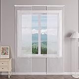 Delien Schiebevorhänge 2er Set Transparente Schiebegardinen Modern mit Paneelwagen Flächenvorhänge mit Wellenmuster Wohnzimmer Fenster Gardinen Bestickt mit Klettband BxH 57x225cm,Weiß