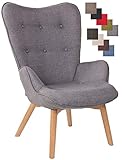 CLP Lounger Durham Mit Stoffbezug I Ohrensessel Mit Buchenholz Gestell I Loungesessel Mit Max. Belastbarkeit Bis 136 kg, Farbe:grau