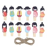 Zerodeko 12 Stück Holz-Wäscheklammern Klammern Zum Aufhängen Von Bildern Foto-Stoff-Büroklammern Mini-Puppe Mini-Wäscheklammern Weihnachtsdekoration Fotopapier-Wäscheklammern